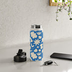 Abstract blue organic shape pattern Water Bottle Gallery Image 4