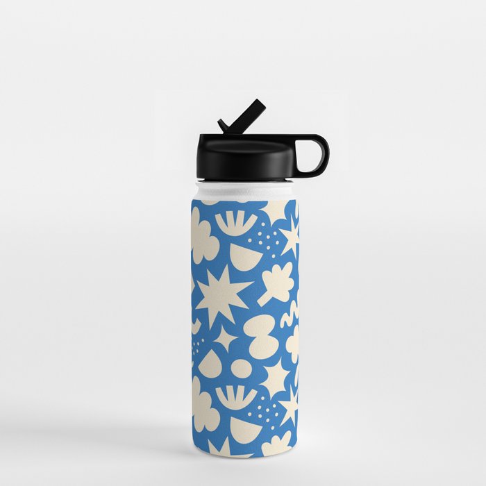 Abstract blue organic shape pattern Water Bottle Gallery Image 1