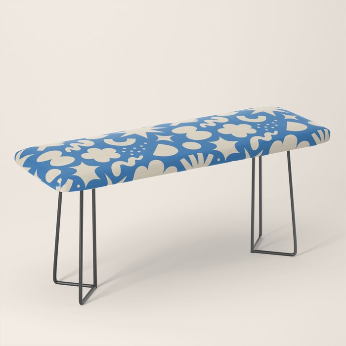 Abstract blue organic shape pattern Bench Gallery Image 1