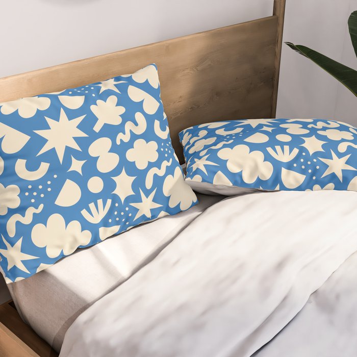 Abstract blue organic shape pattern Pillow Sham Gallery Image 2