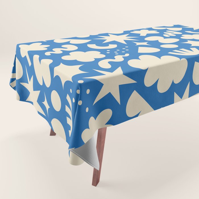 Abstract blue organic shape pattern Tablecloth Gallery Image 1