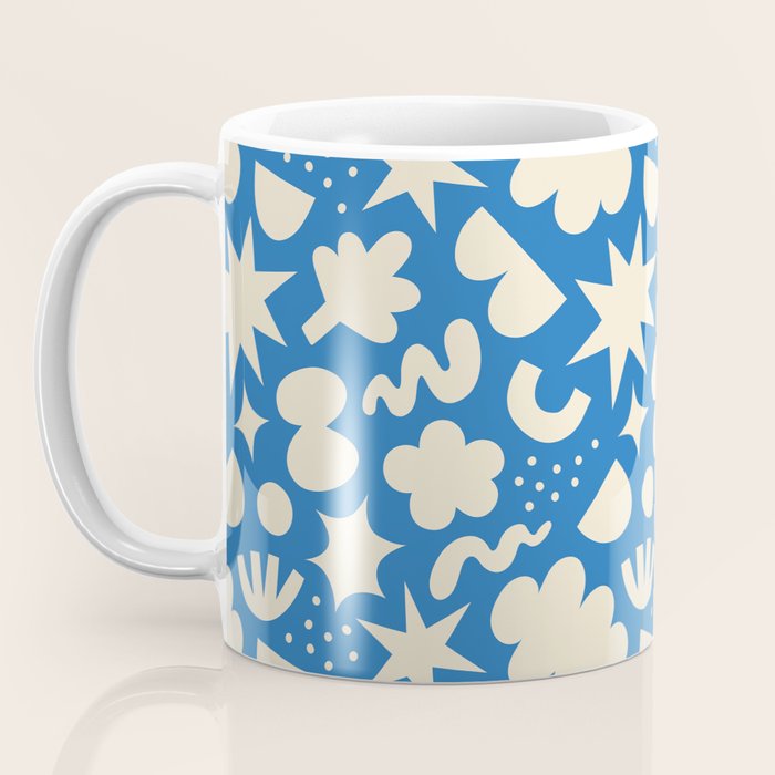 Abstract blue organic shape pattern Coffee Mug Gallery Image 3