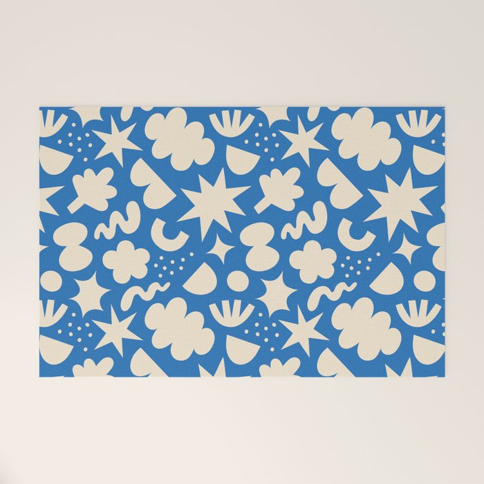 Abstract blue organic shape pattern Welcome Mat Gallery Image 1