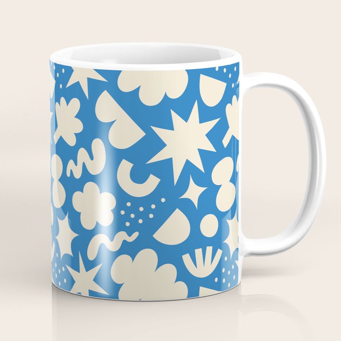 Abstract blue organic shape pattern Coffee Mug Gallery Image 1