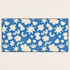 Abstract blue organic shape pattern Desk Mat Gallery Image 3