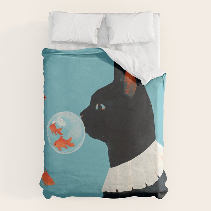 Cat and Goldfish Duvet Cover Gallery Image 6