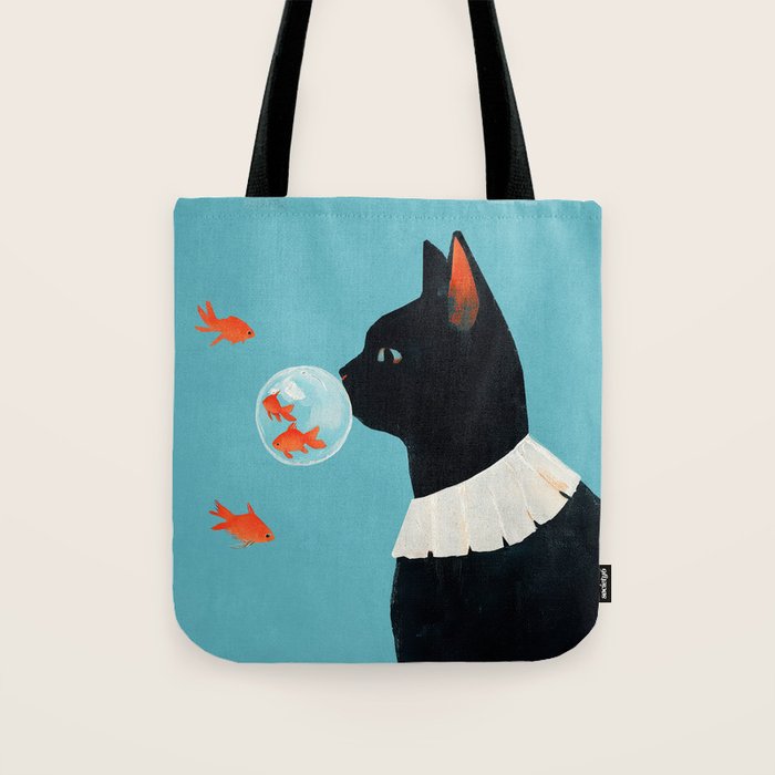 Cat and Goldfish Tote Bag Gallery Image 1