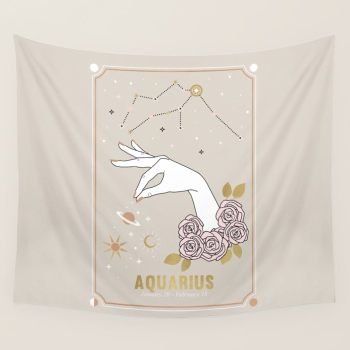 Aquarius Zodiac Sign Wall Tapestry Gallery Image 4