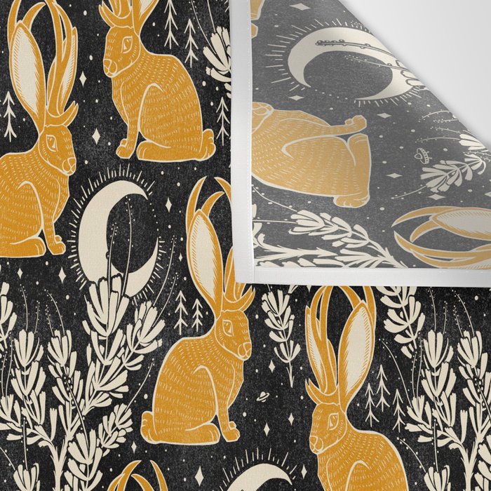 Jackalope - black & marigold  Wall Tapestry Gallery Image 3