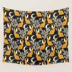 Jackalope - black & marigold  Wall Tapestry Gallery Image 4