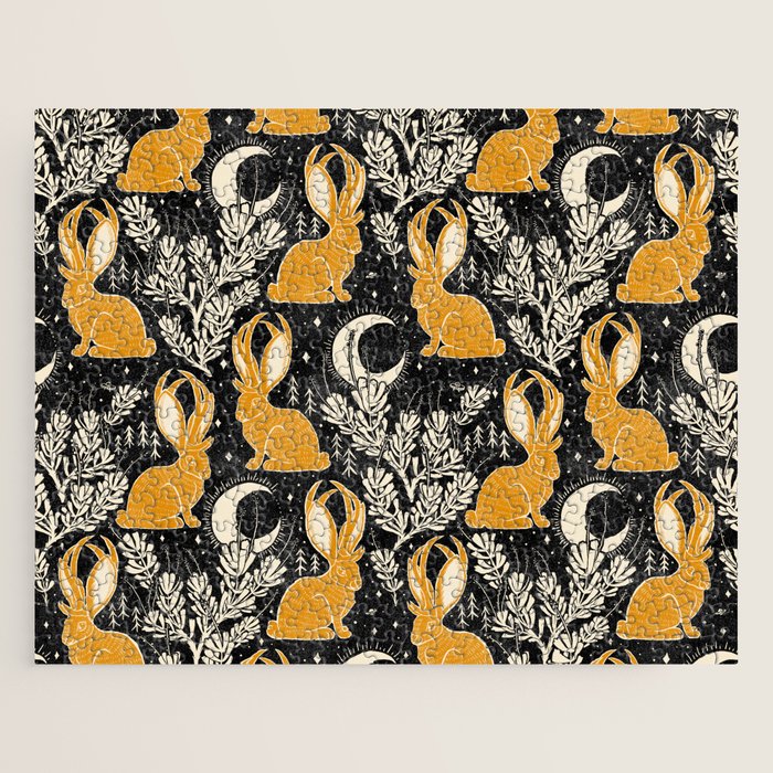 Jackalope - black & marigold  Jigsaw Puzzle Gallery Image 1