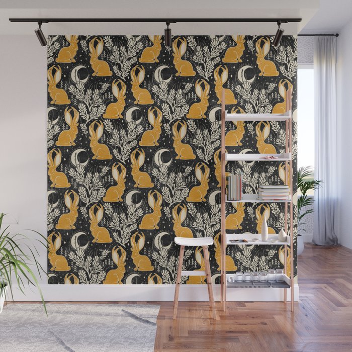 Jackalope - black & marigold  Wall Mural Gallery Image 1