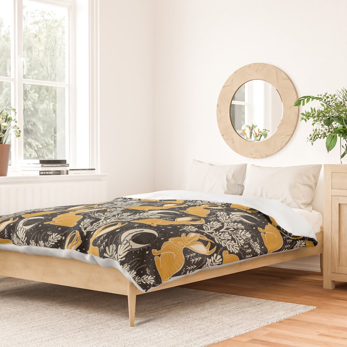 Jackalope - black & marigold  Duvet Cover Gallery Image 2