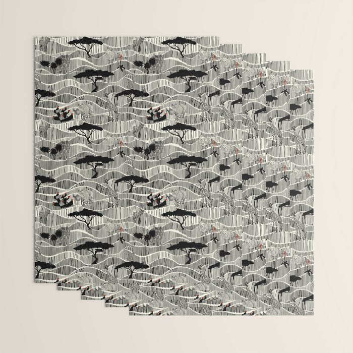 Wildlife Safari Savannah black ´n white Wrapping Paper Gallery Image 3