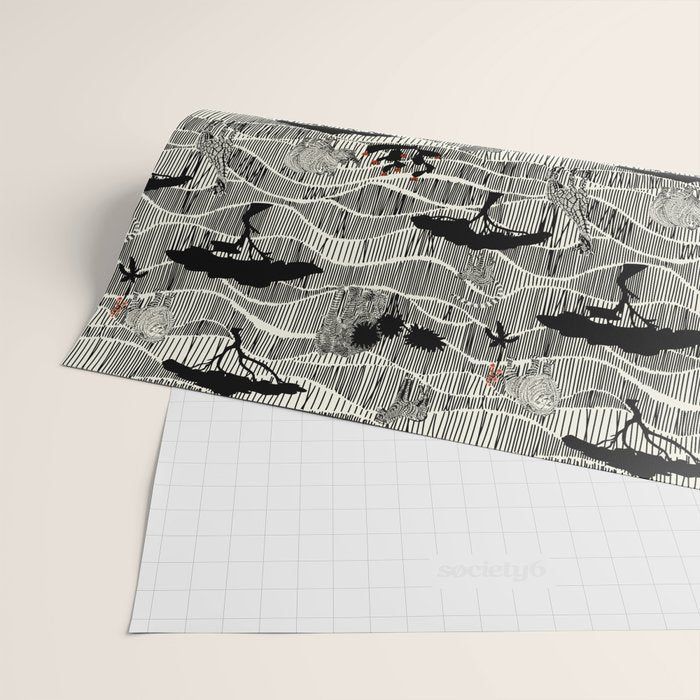 Wildlife Safari Savannah black ´n white Wrapping Paper Gallery Image 2