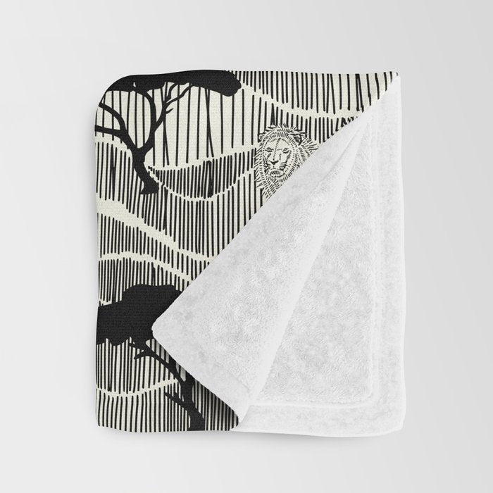 Wildlife Safari Savannah black ´n white Throw Blanket Gallery Image 3