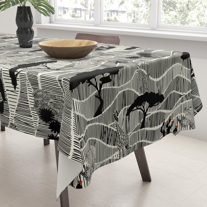 Wildlife Safari Savannah black ´n white Tablecloth Gallery Image 3