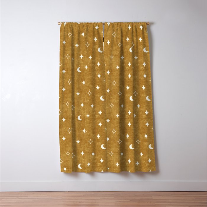 moon and stars - mustard Window Curtain Gallery Image 3