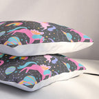 Space Unicorns - Neon Rainbow on Black Pillow Sham Gallery Image 3