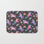 Space Unicorns - Neon Rainbow on Black Bath Mat Gallery Image 1
