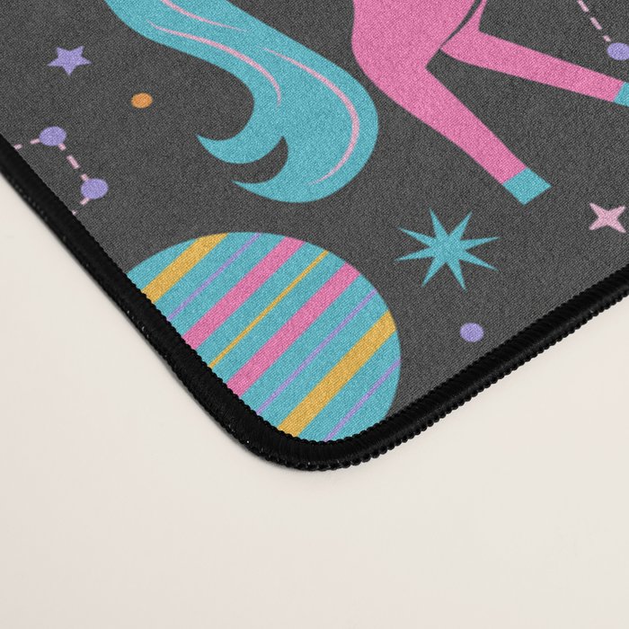 Space Unicorns - Neon Rainbow on Black Desk Mat Gallery Image 4