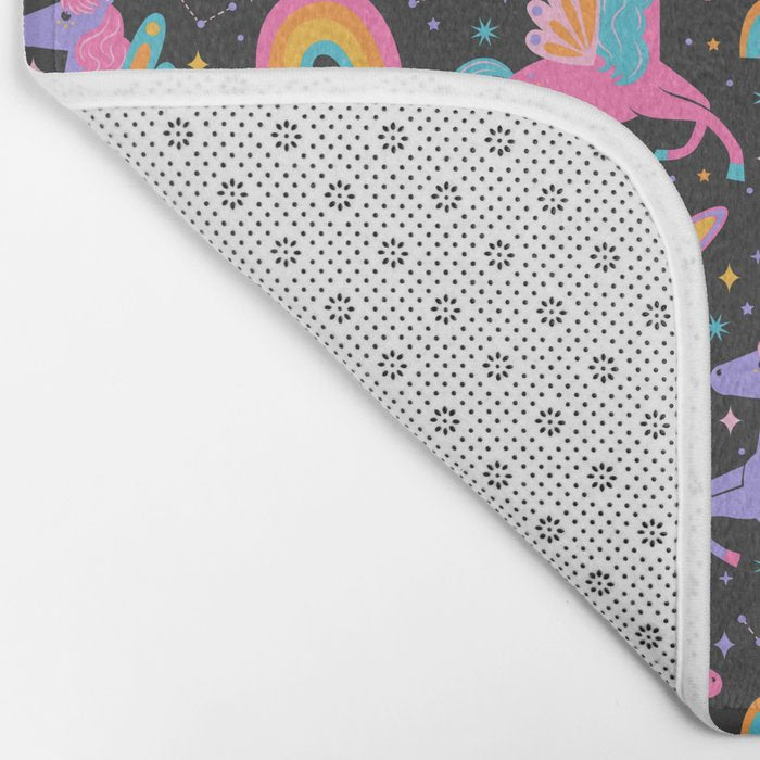 Space Unicorns - Neon Rainbow on Black Bath Mat Gallery Image 2