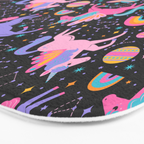 Space Unicorns - Neon Rainbow on Black Bath Mat Gallery Image 3