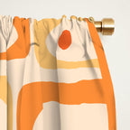 Mid Century Modern Piquet Abstract Multi Geometric Pattern in Light Tangerine Orange Tones Window Curtain Gallery Image 2