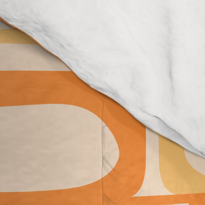 Mid Century Modern Piquet Abstract Multi Geometric Pattern in Light Tangerine Orange Tones Comforter Gallery Image 4