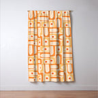 Mid Century Modern Piquet Abstract Multi Geometric Pattern in Light Tangerine Orange Tones Window Curtain Gallery Image 3