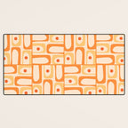 Mid Century Modern Piquet Abstract Multi Geometric Pattern in Light Tangerine Orange Tones Desk Mat Gallery Image 3