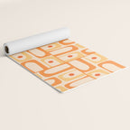 Mid Century Modern Piquet Abstract Multi Geometric Pattern in Light Tangerine Orange Tones Yoga Mat Gallery Image 2