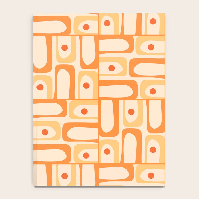 Mid Century Modern Piquet Abstract Multi Geometric Pattern in Light Tangerine Orange Tones Notebook Gallery Image 4
