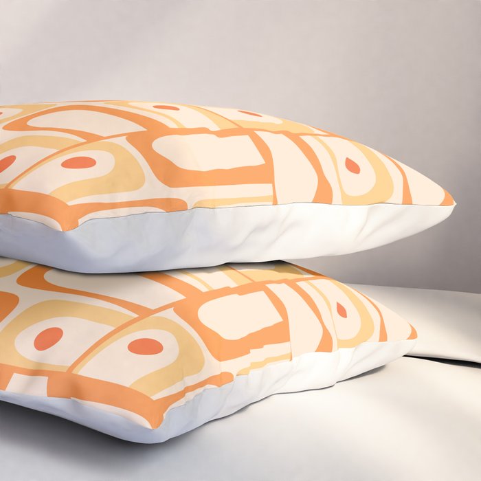 Mid Century Modern Piquet Abstract Multi Geometric Pattern in Light Tangerine Orange Tones Pillow Sham Gallery Image 3