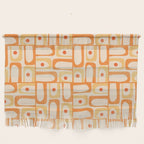 Mid Century Modern Piquet Abstract Multi Geometric Pattern in Light Tangerine Orange Tones Wall Hanging Gallery Image 1