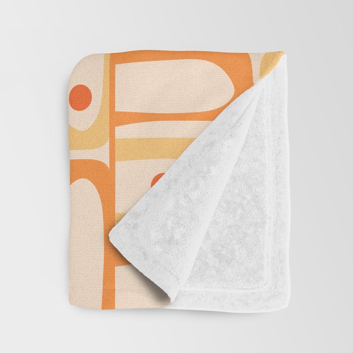 Mid Century Modern Piquet Abstract Multi Geometric Pattern in Light Tangerine Orange Tones Throw Blanket Gallery Image 3