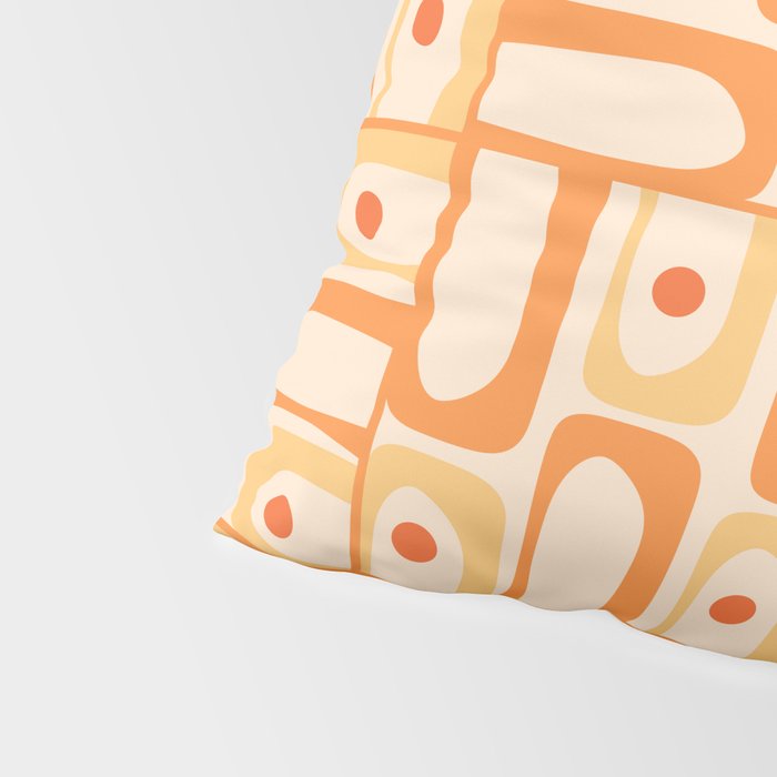 Mid Century Modern Piquet Abstract Multi Geometric Pattern in Light Tangerine Orange Tones Pillow Sham Gallery Image 4