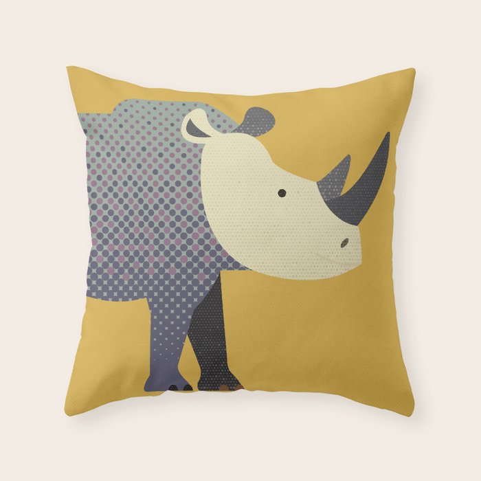 Whimsy Rhinoceros II Throw Pillow Gallery Image 1
