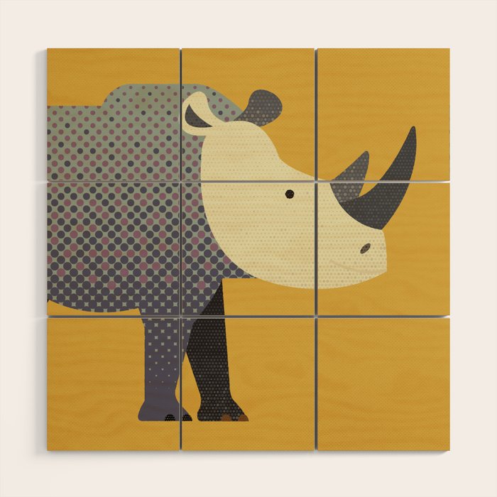 Whimsy Rhinoceros II Wood Wall Art Gallery Image 1