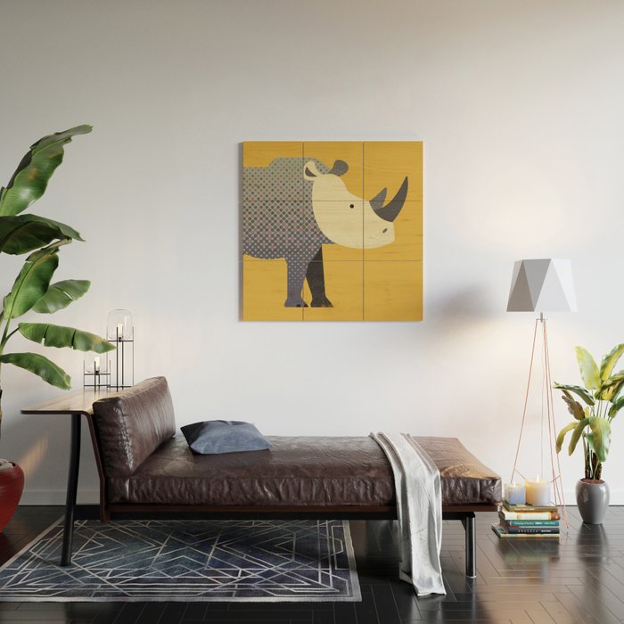 Whimsy Rhinoceros II Wood Wall Art Gallery Image 2