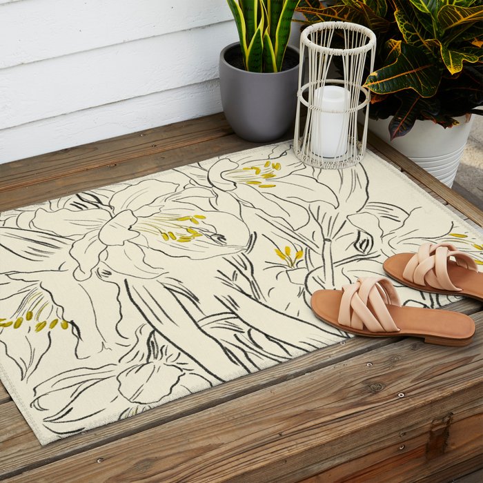 Minimalist Garden flowers Outdoor Rug Gallery Image 2