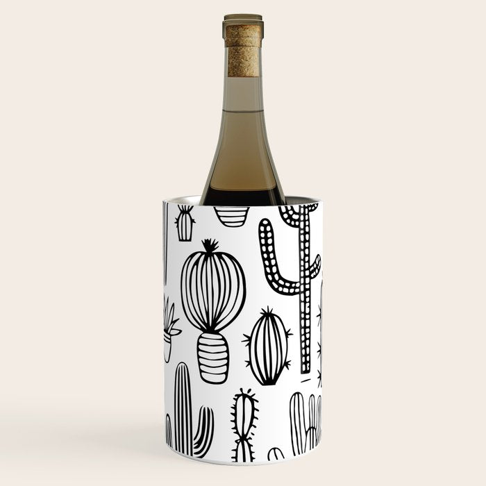 Cactus plant doodle art pattern Wine Chiller Gallery Image 1