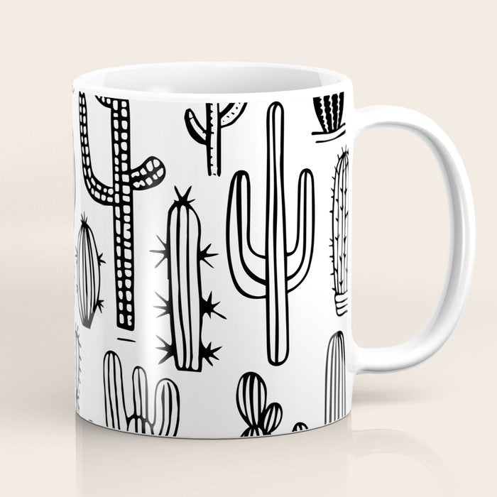 Cactus plant doodle art pattern Coffee Mug Gallery Image 1