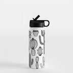 Cactus plant doodle art pattern Water Bottle Gallery Image 1