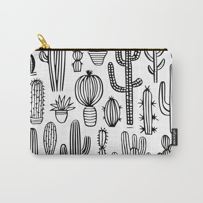 Cactus plant doodle art pattern Carry All Pouch Gallery Image 1