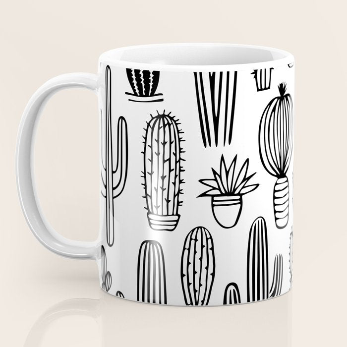 Cactus plant doodle art pattern Coffee Mug Gallery Image 3