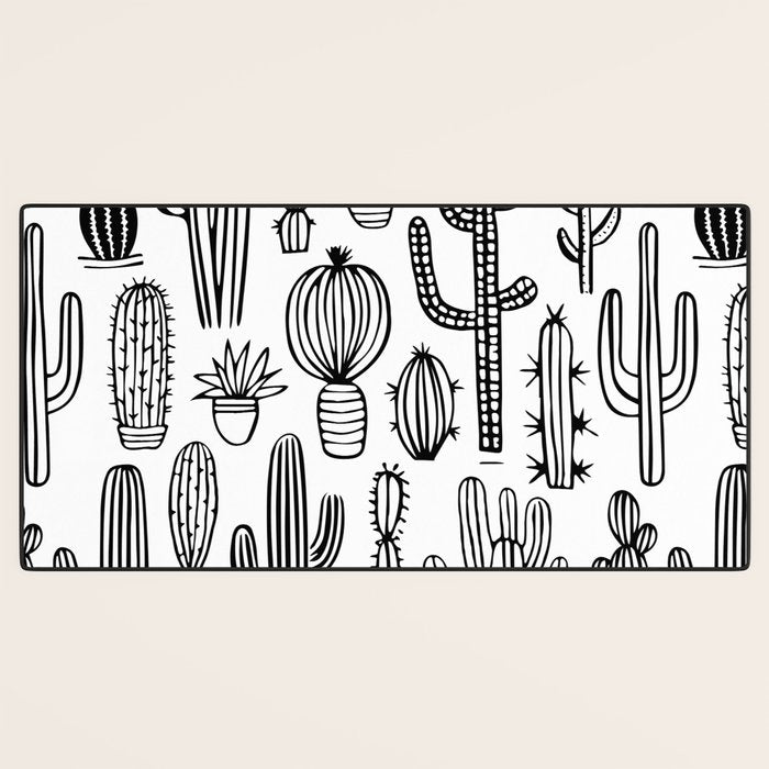 Cactus plant doodle art pattern Desk Mat Gallery Image 3
