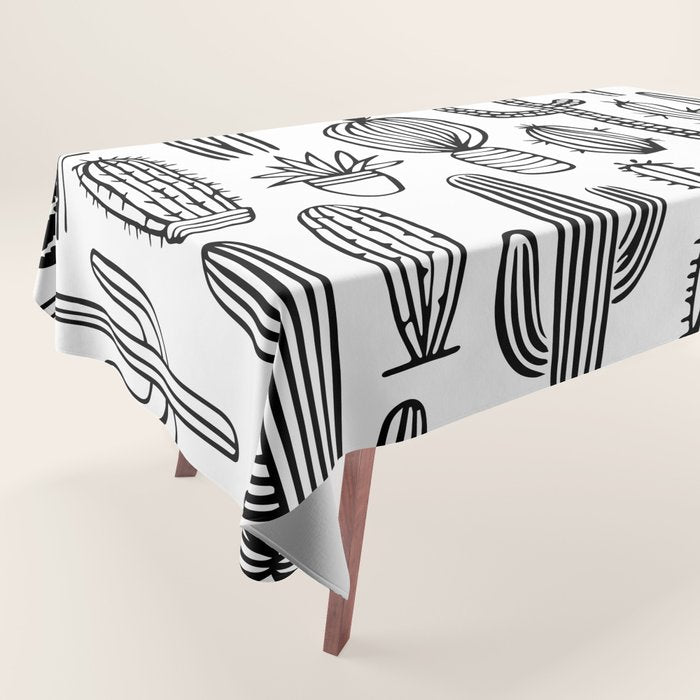 Cactus plant doodle art pattern Tablecloth Gallery Image 1