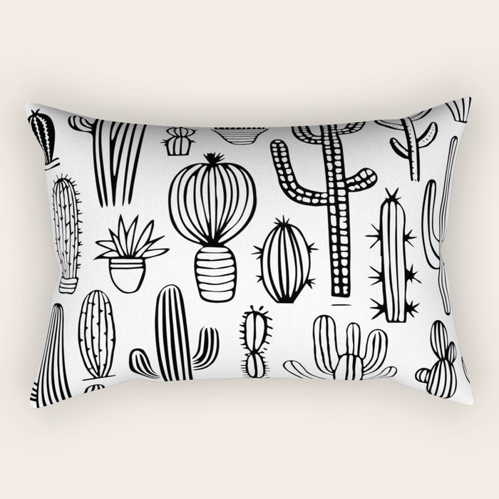 Cactus plant doodle art pattern Rectangular Pillow Gallery Image 2