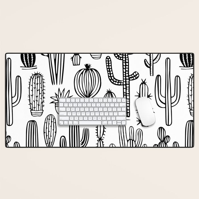 Cactus plant doodle art pattern Desk Mat Gallery Image 1